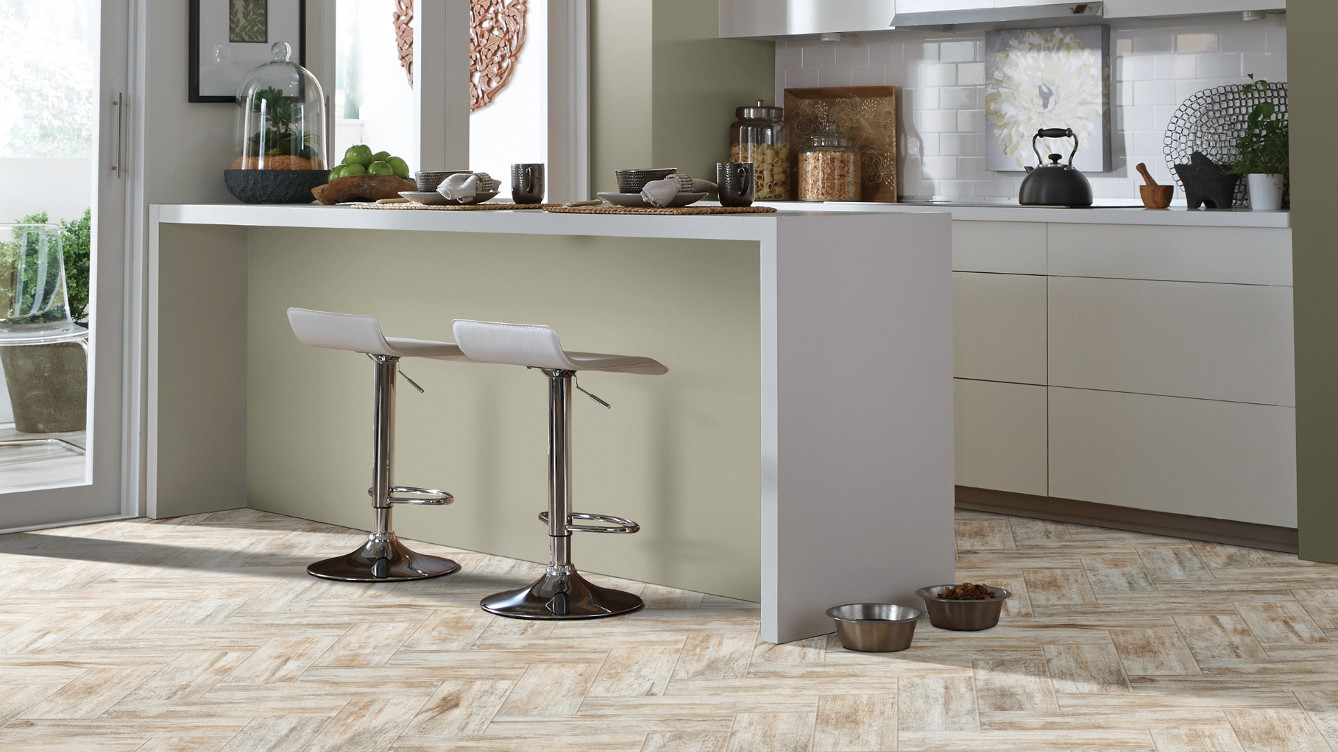 tile flooring installation in kitchen